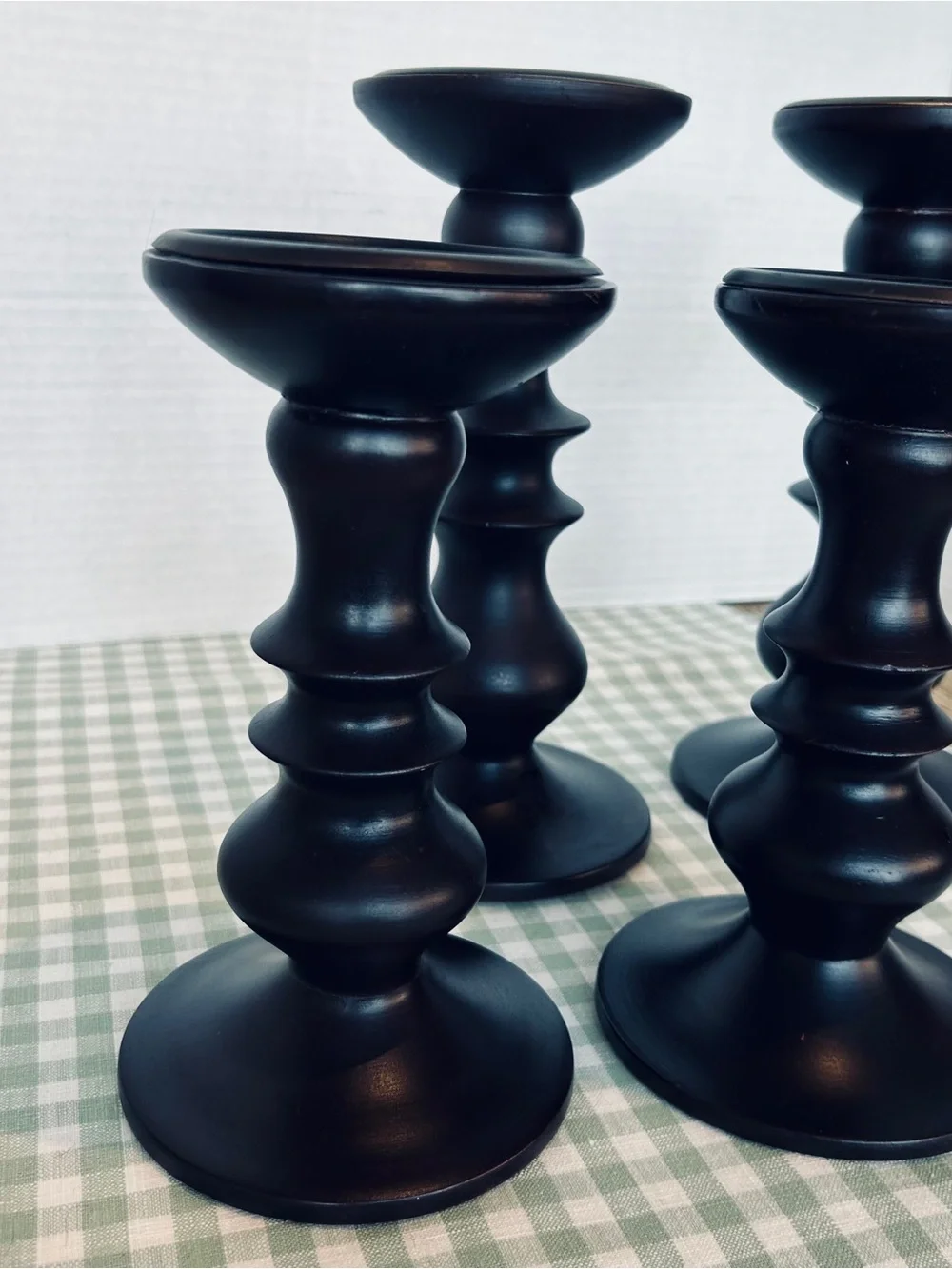 Deep Brown Wooden Candle Holders Set of 4 -